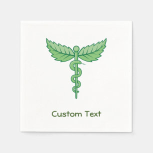 Caduceus with Leaves Paper Napkins