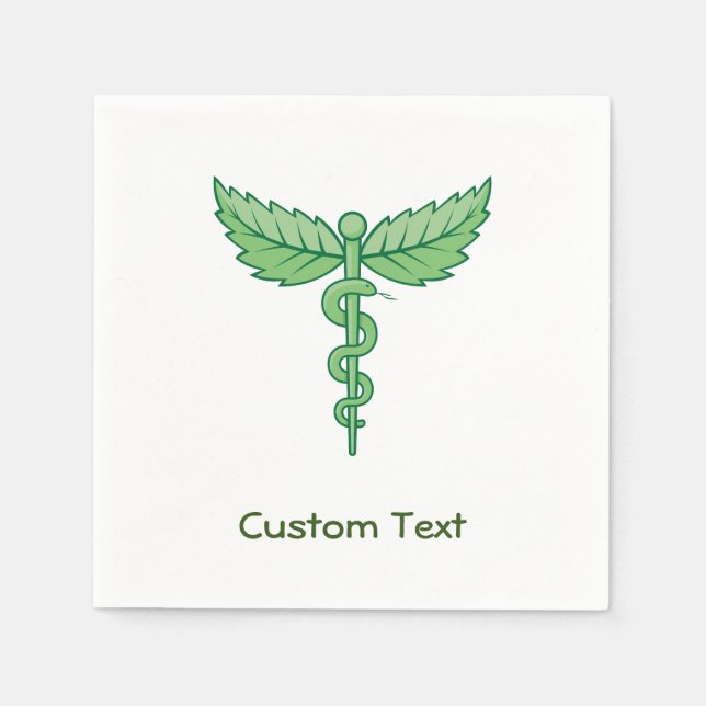 Caduceus with Leaves Paper Napkins (Front)