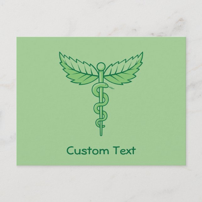 Caduceus with leaves postcard (Front)