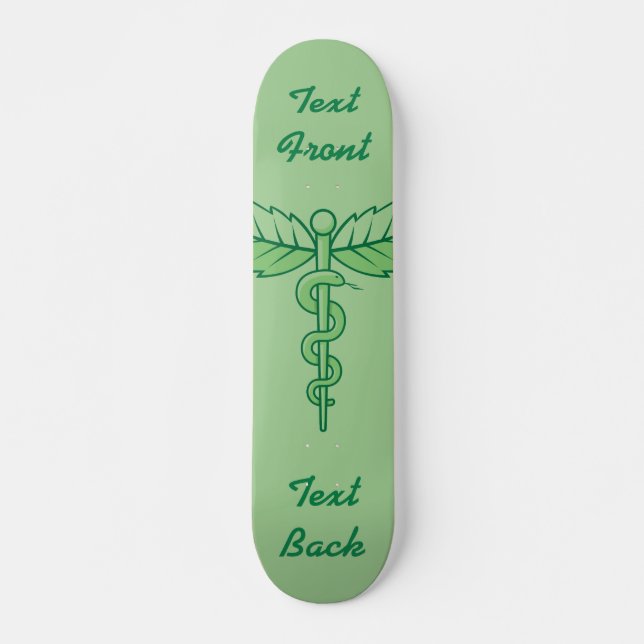 Caduceus with Leaves Skateboard Deck (Front)