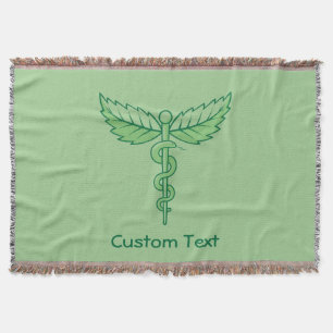 Caduceus with Leaves Throw Blanket