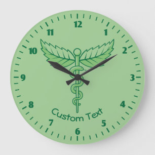 Caduceus with Leaves Wall Clock