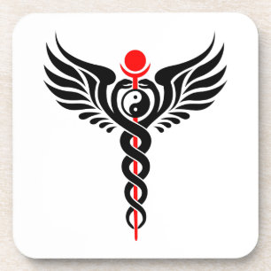 Caduceus – Yin Yang – Winged Serpent – Hermetic Coaster