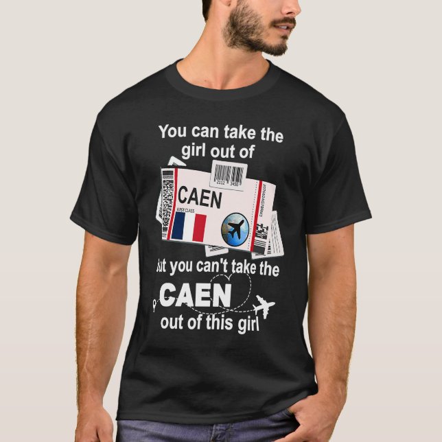 Caen Boarding Pass  Caen Girl  Caen T-Shirt (Front)