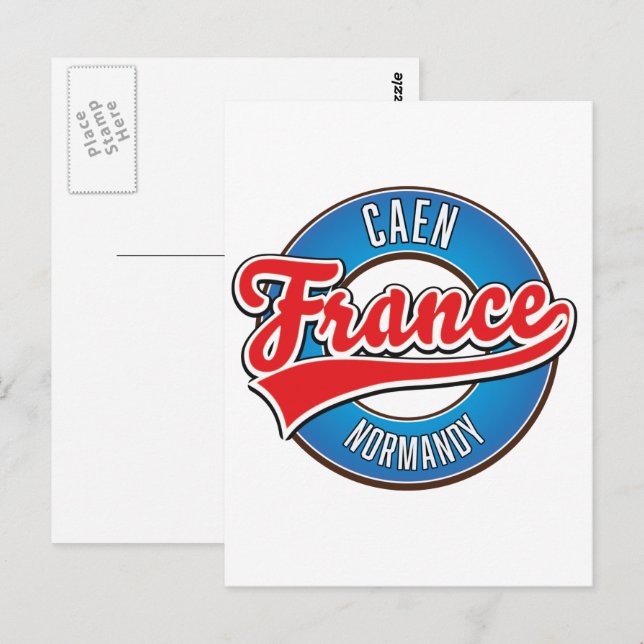 Caen Normandy France retro logo Postcard (Front/Back)