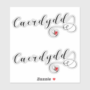 Caerdydd Flag Heart, Cardiff Sticker Sheet, Wales