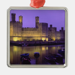 Caernarfon Castle, at Night, Gwynedd, Wales Metal Ornament