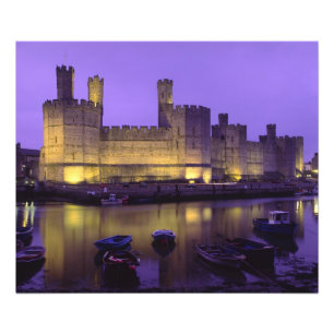 Caernarfon Castle, at Night, Gwynedd, Wales Photo Print