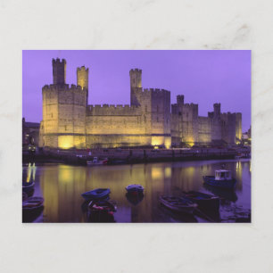 Caernarfon Castle, at Night, Gwynedd, Wales Postcard
