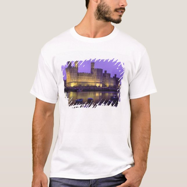 Caernarfon Castle, at Night, Gwynedd, Wales T-Shirt (Front)