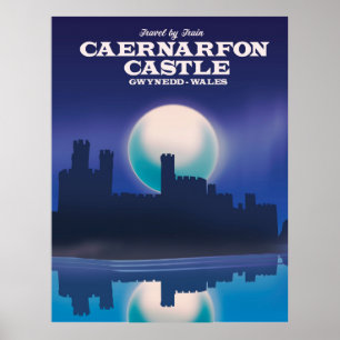 Caernarfon Castle, Gwynedd Wales travel poster