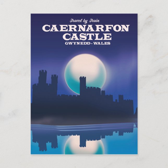 Caernarfon Castle, Gwynedd Wales travel poster Postcard (Front)