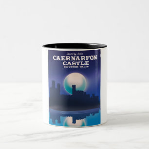 Caernarfon Castle, Gwynedd Wales travel poster Two-Tone Coffee Mug