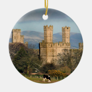 Caernarfon Castle Wales. Ceramic Tree Decoration