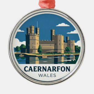 Caernarfon Castle Wales Metal Ornament