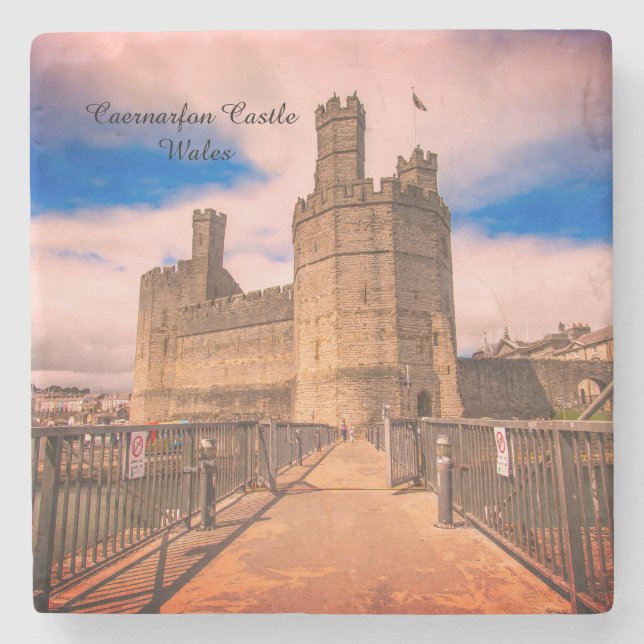 Caernarfon Castle Wales. Stone Coaster (Front)