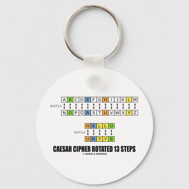 Caesar Cipher Rotated 13 Steps (Cryptography) Key Ring (Front)