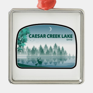 Caesar Creek Lake Ohio Deer Metal Ornament