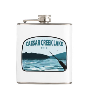 Caesar Creek Lake Ohio Fishing Rod Hip Flask