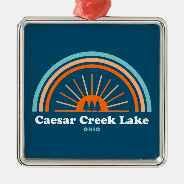 Caesar Creek Lake Ohio Rainbow Metal Ornament (Front)