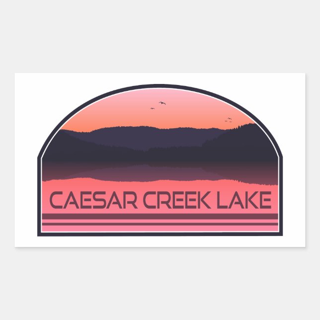 Caesar Creek Lake Ohio Red Sunrise Rectangular Sticker (Front)