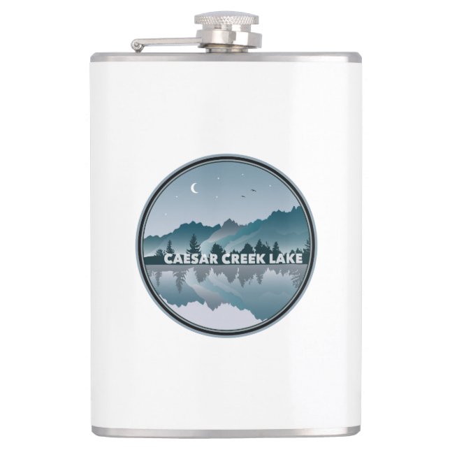 Caesar Creek Lake Ohio Reflection Hip Flask (Front)