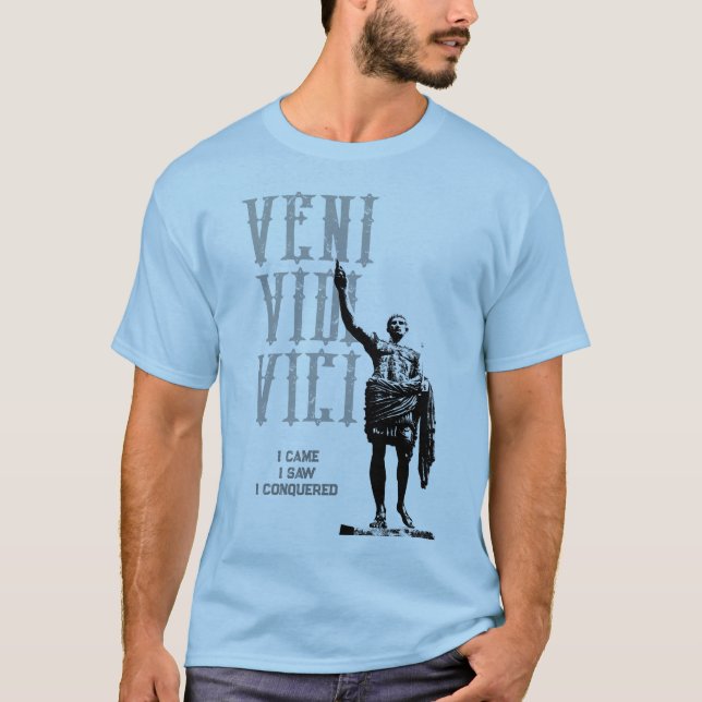Caesar Quote Veni Vidi Vici Mens Light Blue T-Shirt (Front)