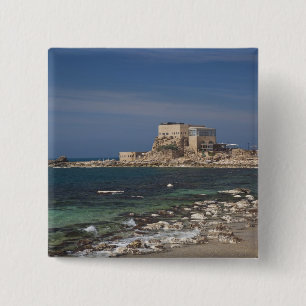 Caesarea ruins of port built by Herod the Great 15 Cm Square Badge