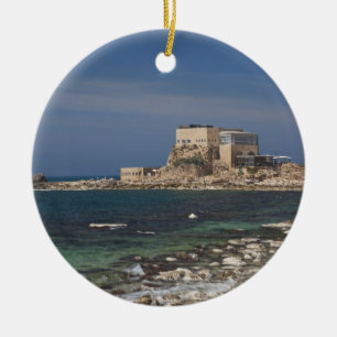 Caesarea ruins of port built by Herod the Great 2 Ceramic Tree Decoration