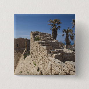 Caesarea ruins of port built by Herod the Great 3 15 Cm Square Badge
