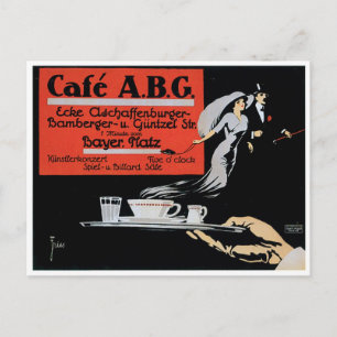 Cafe ABG Vintage Coffee Shop Ad Art Postcard