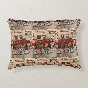 "Cafe at Rue Norvins, Montmarte" Paris Decorative Cushion