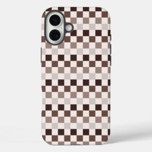Cafe Au Lait checkerboard pattern iPhone 16 Plus Case
