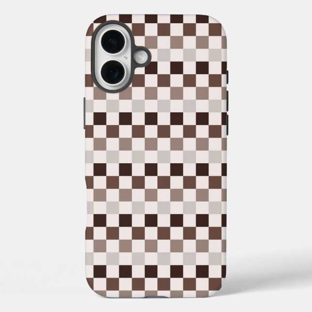 Cafe Au Lait checkerboard pattern Case-Mate iPhone Case (Back)