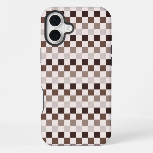 Cafe Au Lait checkerboard pattern iPhone 16 Plus Case