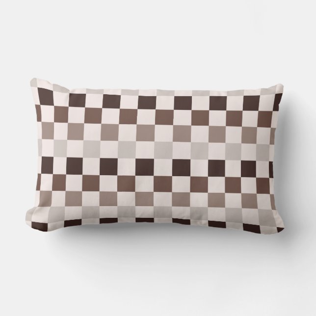 Cafe Au Lait checkerboard pattern Lumbar Cushion (Front)