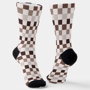 Cafe Au Lait checkerboard pattern Socks