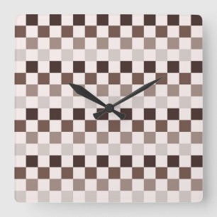 Cafe Au Lait checkerboard pattern Square Wall Clock