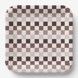 Cafe Au Lait chequerboard pattern Paper Plate