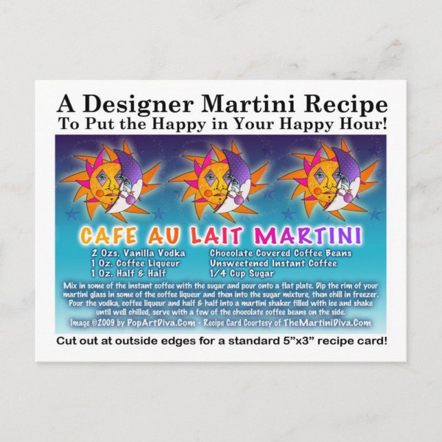 Cafe Au Lait Martini Recipe Postcard (Front)