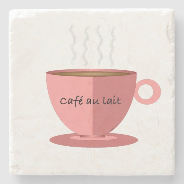 Cafe au Lait Stone Tile Coaster (Front)