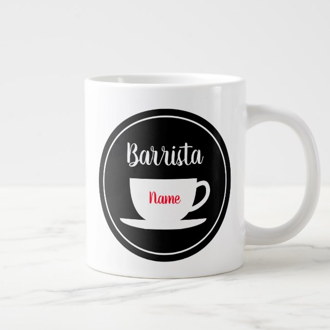 Cafe Barrista personalised jumbo coffee mug (Right)