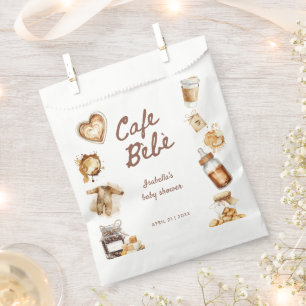 Cafe Bebe Baby Is Brewing Coffee Brown Baby Shower Favour Bag