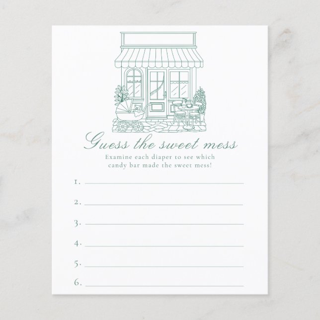 Cafe Bebe Baby shower Guess the sweet mess game (Front)