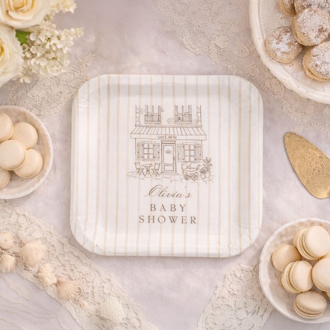 Cafe Bebe Baby Shower  Paper Plate (Creator Uploaded)
