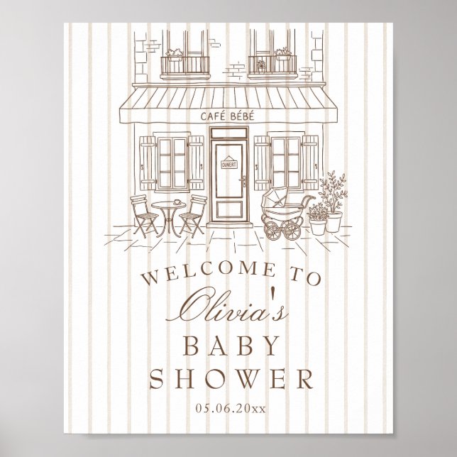 Cafe Bébé Baby Shower  Welcome Poster (Front)