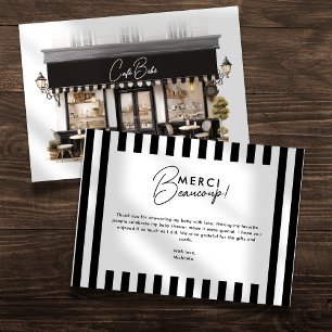Café Bébé Black & White Paris Baby Shower Thank You Card