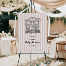 Cafe Bebe Blue Stripes Baby Shower Welcome