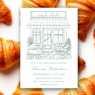 Cafe Bebe Bonjour Baby Shower Invitation