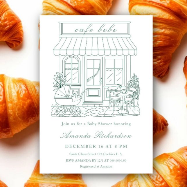 Cafe Bebe Bonjour Baby Shower Invitation (Creator Uploaded)